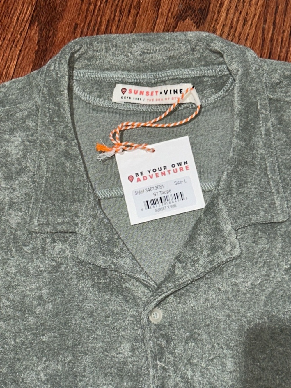 Sunset x Vine Revolution Olive Green Short Sleeve Button Polo size Large